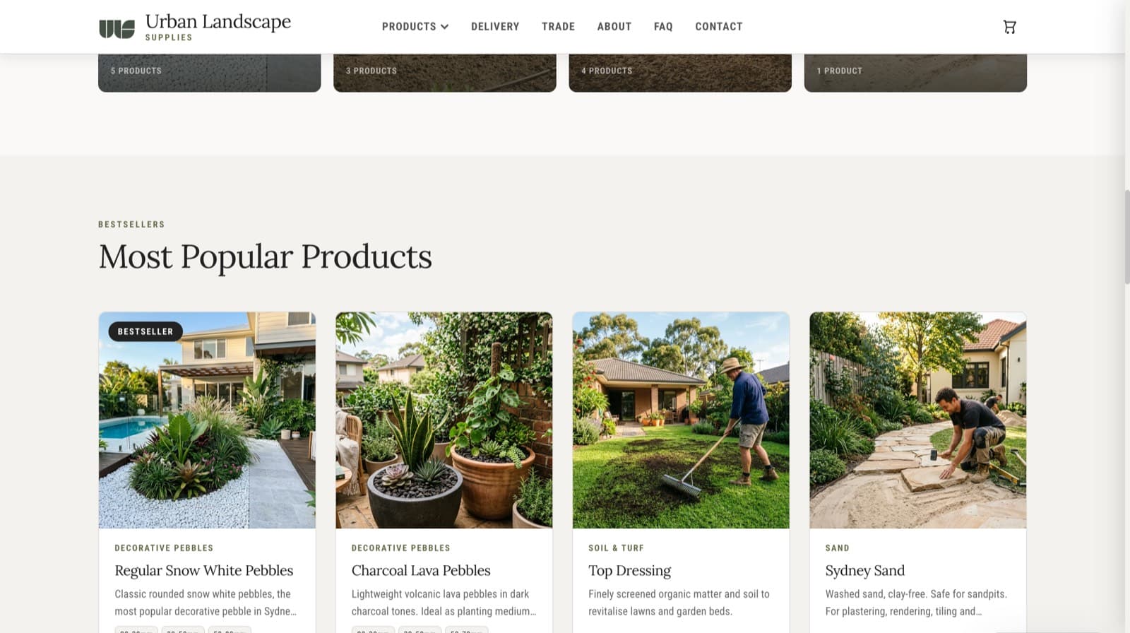 Urban Landscape Supplies product catalogue detail