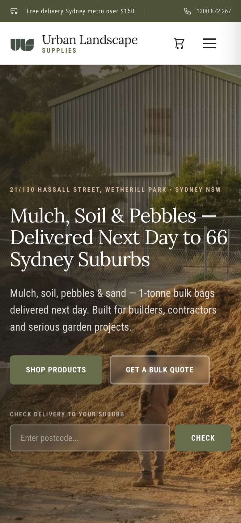 Urban Landscape Supplies on mobile